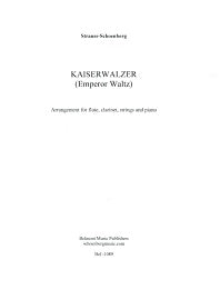 Johann Strauß: Kaiserwalzer für Flöte, Klarinette, Streicher und Klavier (Schönberg) - Partitur / score