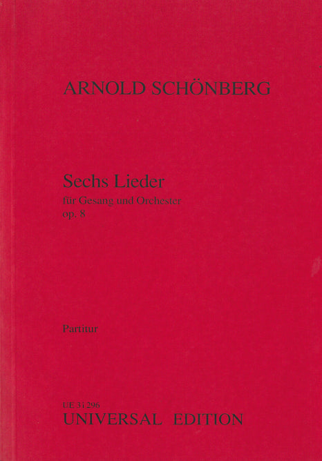 op. 8 - Sechs Orchesterlieder - Studienpartitur / study score