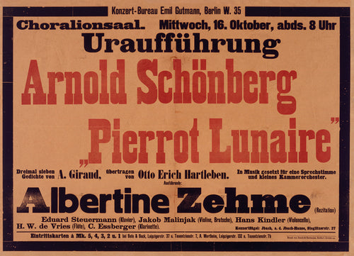 Postkarte »Plakat zur Uraufführung von Pierrot lunaire«