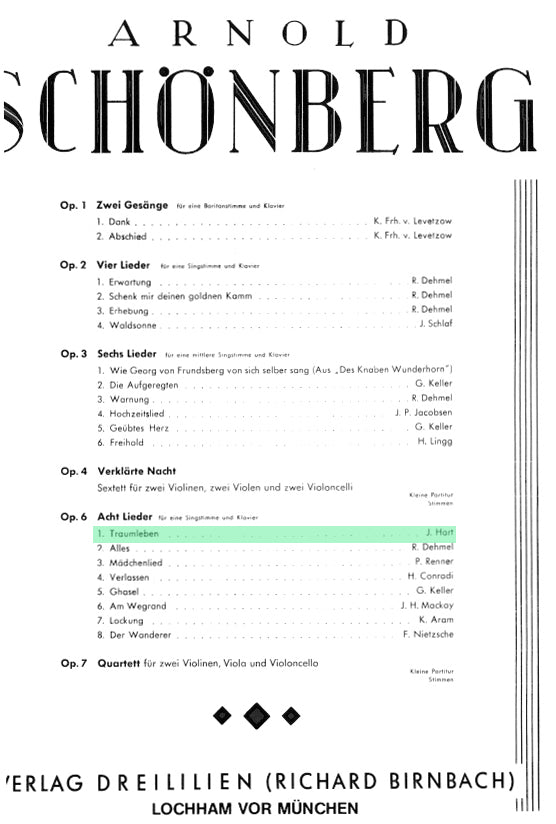 op. 6 - Acht Lieder für eine Singstimme und Klavier - Nr. 1: Traumleben