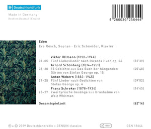 Eden – Lieder von Ullmann, Schönberg, Webern und Schreker (CD)